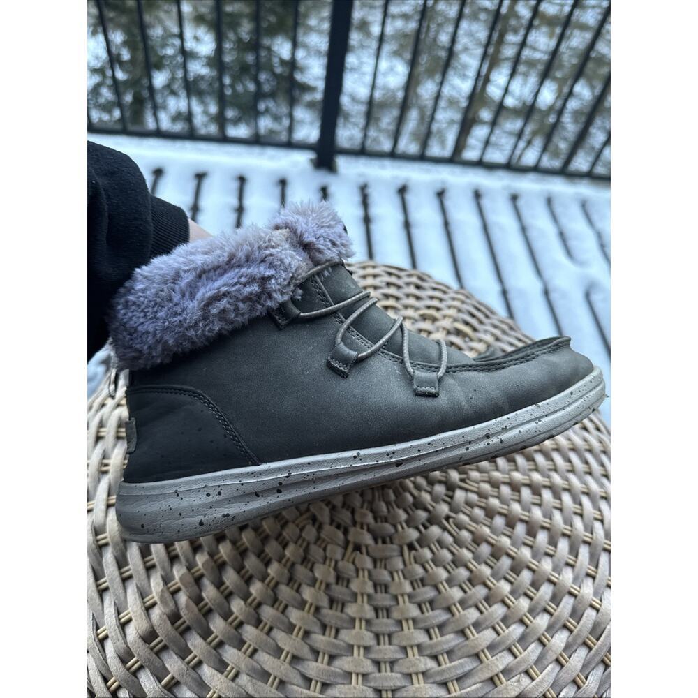 Hey Dude Eloise Boots Bootie Womens Size 8 US 39 EU Grey Shoes Recycled Leather - Picture 10 of 12